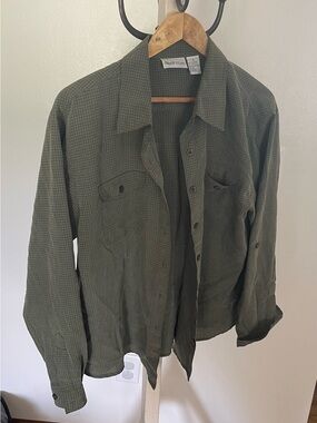Women’s green button down shirt